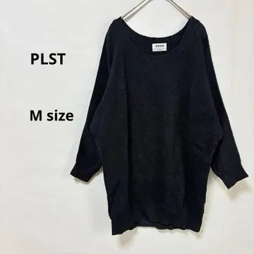 PLST 플라스테 돌먼 니트 M 블랙 라메 칠부 소매 와이드 넥