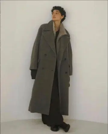 ETRE TOKYO 더블 브레스트 울 코트 S