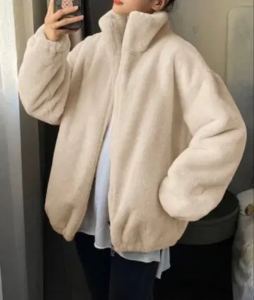 스탠드 카라 보아 자켓 여성용