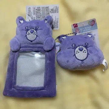 [ 새상품 ] 케어베어 보라색 카드 케이스 키링 & 마스코트 페이스 키링