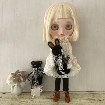 브라이스*털실 양모 펠트 미니어처 인형의 집 봉제 인형 토끼