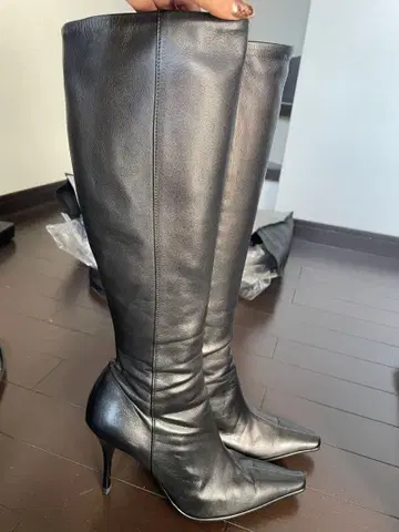 컨디션 최상 다이애나 롱 부츠 하이힐 스틸레토 블랙