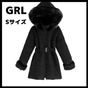 미사용 새상품 GRL 후드 부착 다운 자켓 S 사이즈 블랙