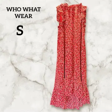 WHO WHAT WEAR [ S ] 빨간색 꽃무늬 슬리브리스 원피스