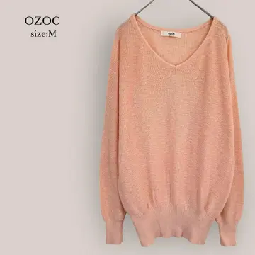 오조크 OZOC V넥 니트 루즈핏 핑크 베이지 무인양품 월드
