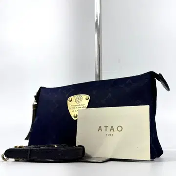 새상품급 아타오 부부 모노그램 나일론 삼각형 로고 지갑 네이비