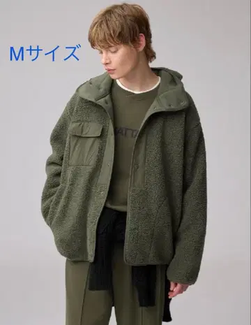 GU 엔지니어드 가먼츠 보아 플리스 스냅 후드티 M 올리브 새상품