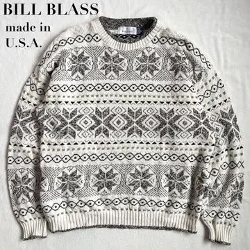 90s USA제 BILL BLASS 코튼 니트 스웨터 XL 눈 패턴