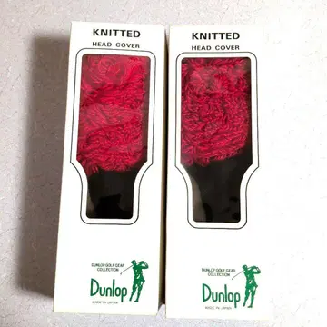 DUNLOP 니트 골프헤드커버 빨간색 2개 세트