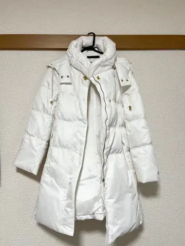 LOVE PARADISE 후드 부착 롱 다운 자켓 화이트