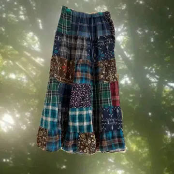 패치워크 히피 에스닉 롱 플레어 스커트