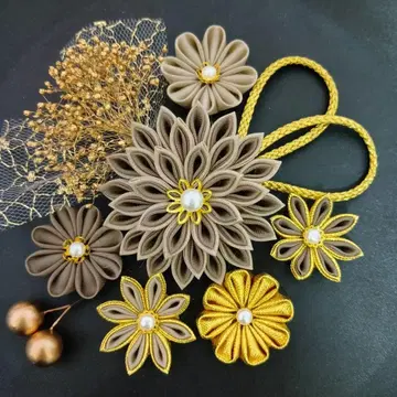 머리 장식 츠마미자이쿠 성인식 졸업식 결혼식 시치고산 모카 카페오레 금