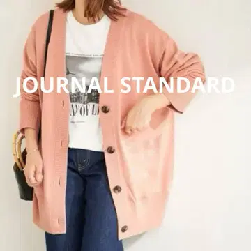 저널 스탠다드 코튼 캐시미어 빅 가디건 핑크 니트 긴팔