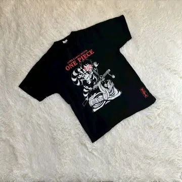 [원피스] (L) 블랙 캐릭터 반팔 티셔츠 프린트 애니메이션 남성용