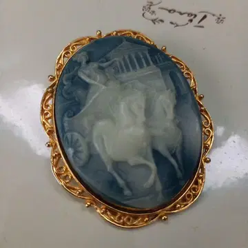 카메오 마차를 탄 귀부인 브로치 펜던트 탑