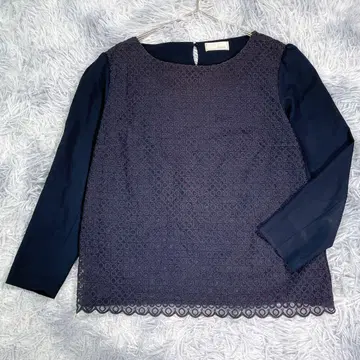 테 치치 [ M ] 자수 블라우스 다크 네이비 봄/여름 여성용 얇은 소재