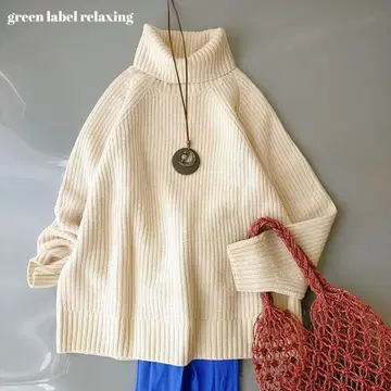새상품급 그린 라벨 릴랙싱 터틀넥 울 스웨터 양모