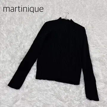 [ 마르티니크 ] 긴팔 하이넥 니트 리브 울 스웨터 블랙