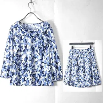 오스틴 리드 / 올 패턴 셋업 40 A라인 블라우스 스커트 파랑