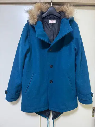 NOT RIED 후드 부착 코트 퍼 부착 블루 계열