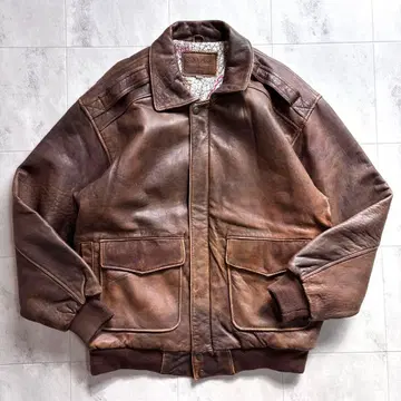 [ Vintage ] A-2 램 가죽 플라이트 자켓 지도 도안 안감 XL