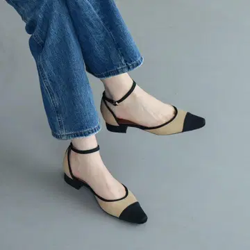 EVOJ 베이지/블랙 플랫슈즈