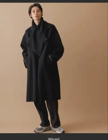 캐시미어 블렌드 울 리버 세미 더블 코트 블랙