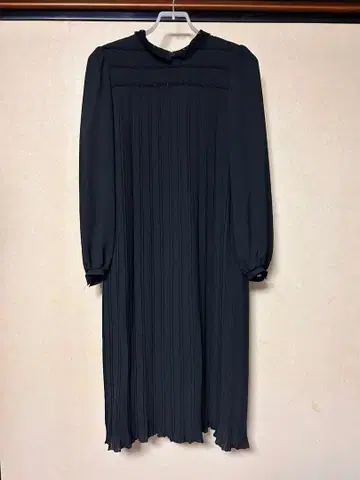 레트로 구제 빈티지 블랙 포멀 플리츠 원피스 도쿄 스타일