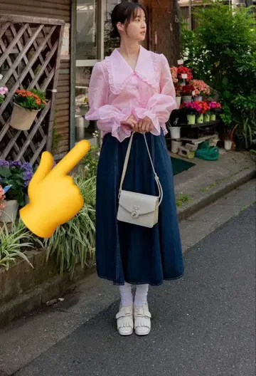 Tnewties 멜리가 또 질투하는 Pink 시스루 프릴 블라우스