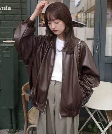 SLOBE 별주 인조 가죽 블루종 LANCER 란서