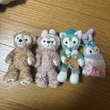 디즈니 캐릭터 봉제 인형 스트랩 4체 세트