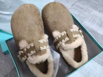 베이지 스웨이드 인조 모피 어그 부츠