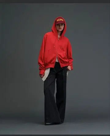 Heavy weight double zip-up hoodie 레드