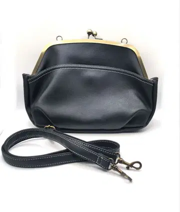 숄더백 여성용 가마구치 합성 피혁 블랙