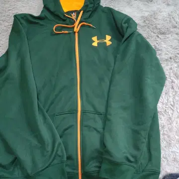 언더아머 후드 부착 후드티 그린/오렌지 XL