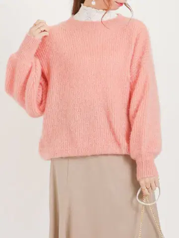 [ 미사용 새상품 ] 핑크 볼륨 슬리브 니트 테치치