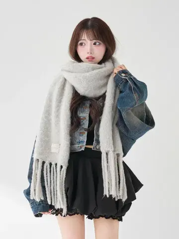 다리치 Darich 헤어리 볼륨 머플러 그레이