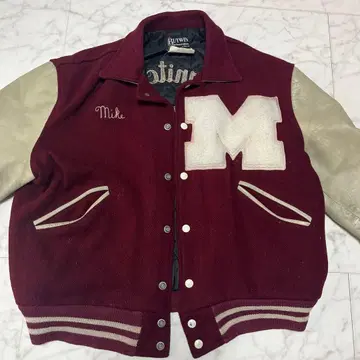 BUTWIN 버건디 바시티 자켓 M 사이즈