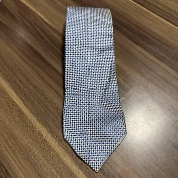 Paul Stuart 파랑과 화이트 체크 패턴 넥타이