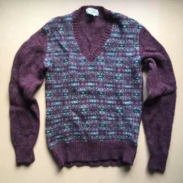 타카큐 New England 쇼와 레트로 울 V넥 스웨터 M