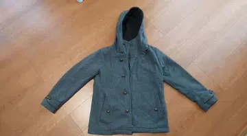 그레이 더플 코트 후드 부착