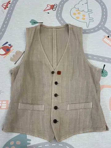 라르디니 베이지 V넥 베스트 허리 벨트 포함