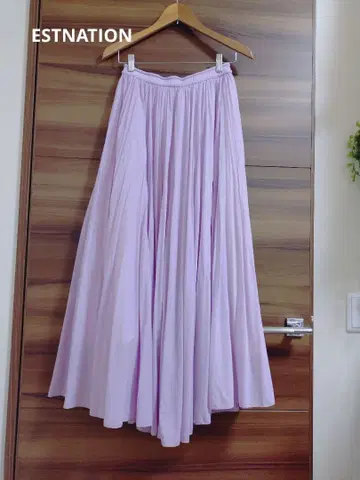 ESTNATION 에스트네이션 더스티 핑크 복슬복슬 플리츠 롱 스커트