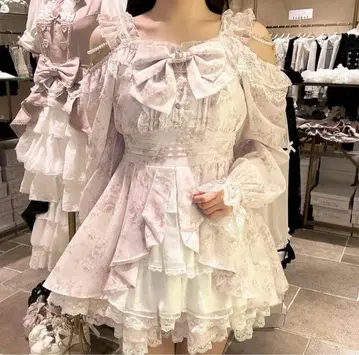 LIZLISA 로즈 리본 쉬폰 셋업 핑크 레어 리즈리사