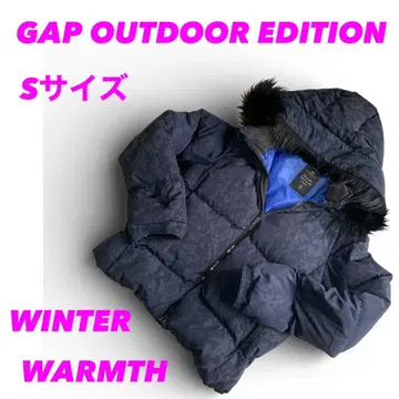 Gap 갭 퍼 달린 다운 자켓 블루 카모플라쥬 숏 기장 S 사이즈