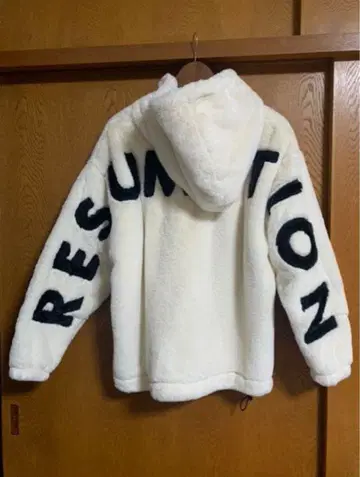 WEGO/인조 모피 스트레이트 라인 후드티