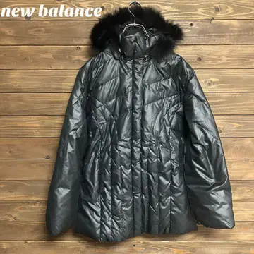 [ 뉴발란스 ] 블랙 다운 자켓 퍼 후드 부착 M