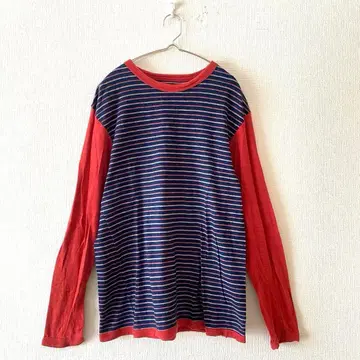 [오스티아 재팬 코로모] T셔츠 보더 무늬 면 100% 크루넥 L