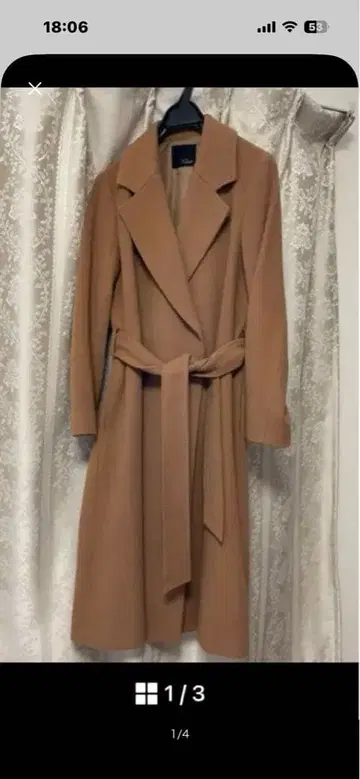 카멜 롱 코트 프리 사이즈 벨트 포함