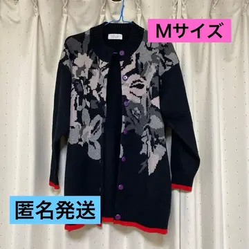 SUPER LADY 꽃무늬 가디건 긴팔 블랙 야마모토 간사이